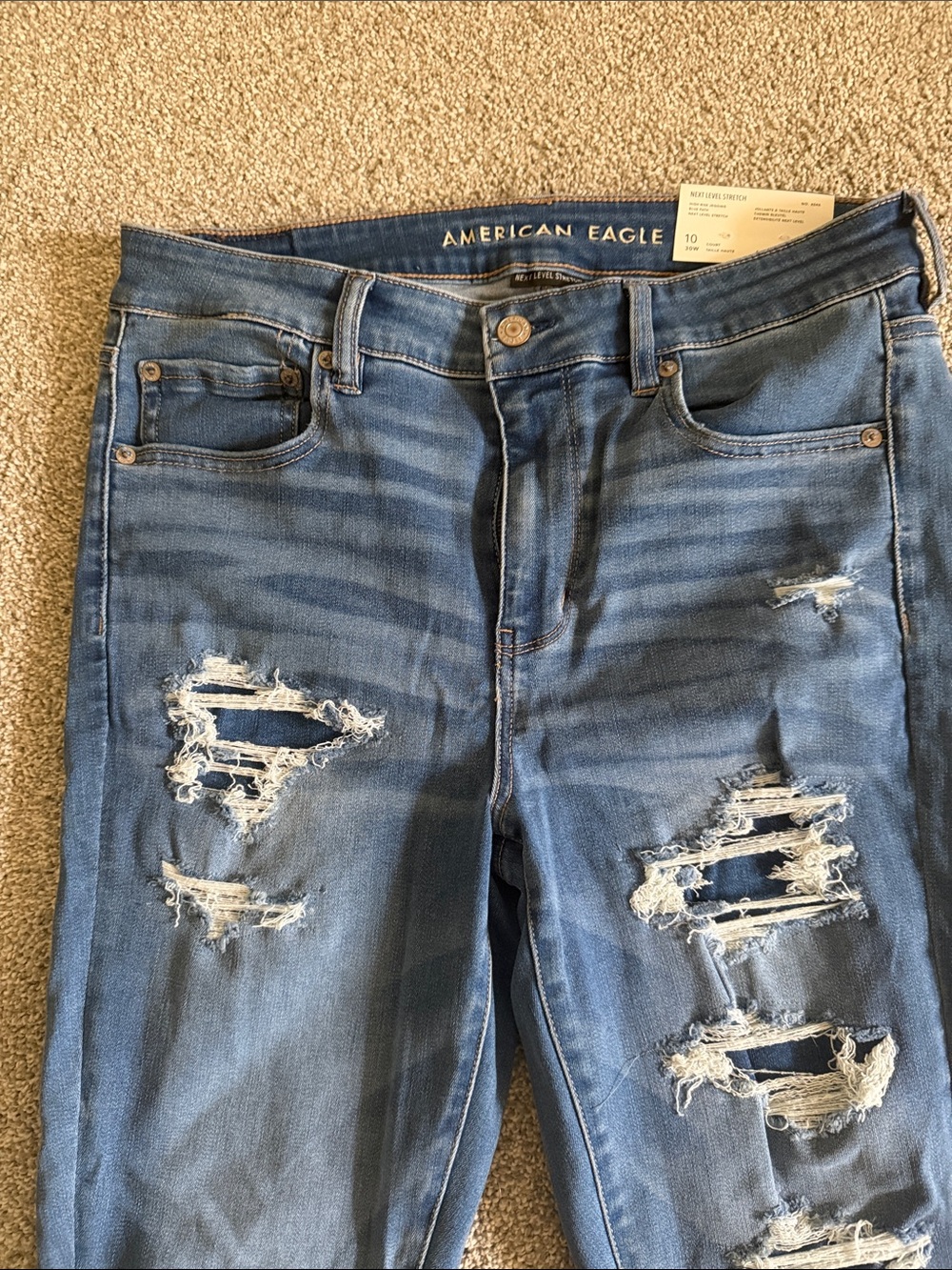 American Eagle Outfitters Women's Ripped Medium Blue Skinny Jeans